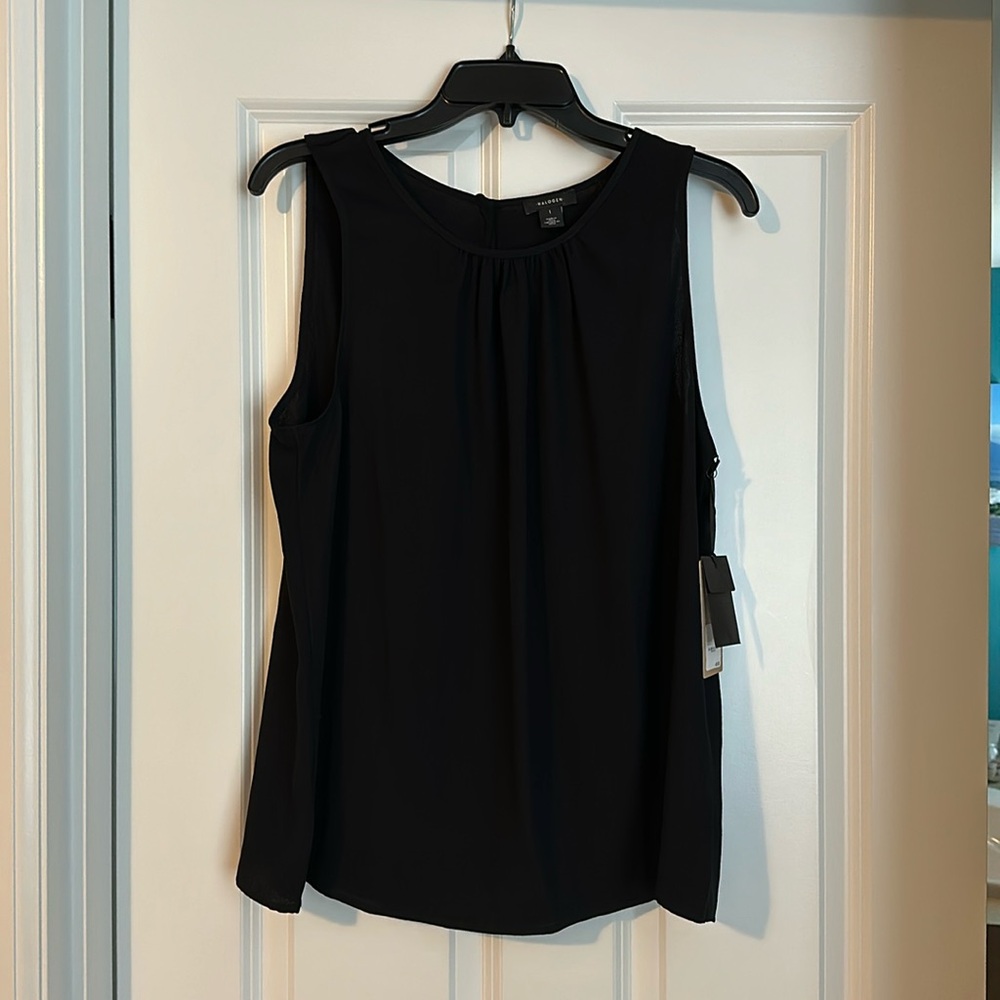 NWT! Halogen sleeveless top size large, black